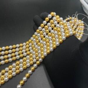 8mm Golden Round Swarovski Replica Pearl Beads